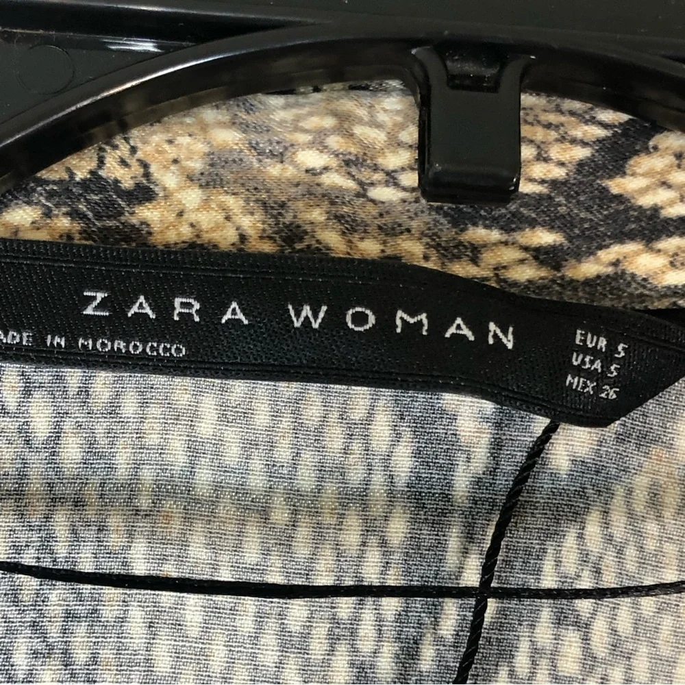 ZARA FLOWING V-NECK SNAKESKIN PRINT LONG SHIRT DRESS | Size Small - Picture 15 of 16